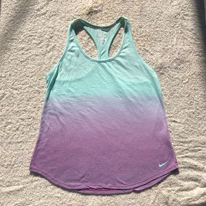 Ombré turquoise to purple anime Dri Fit tank 🐬💜